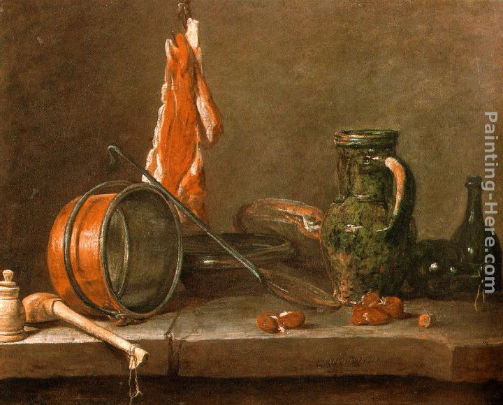 A Lean Diet  with Cooking Utensils Jean Baptiste Simeon Chardin painting - Jean Baptiste Simeon Chardin A Lean Diet  with Cooking Utensils Jean Baptiste Simeon Chardin art painting